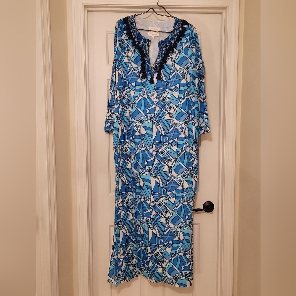 💙 Sail To Sable Blue Caftan Maxi Dress XL